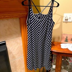 Women’s summer dress. Navy and white striped. Never worn. Length 36 inches